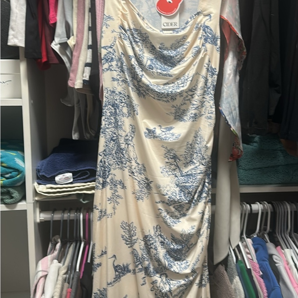 Cider Cream and Blue Maxi Dress